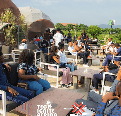 Tech community gathering outdoors